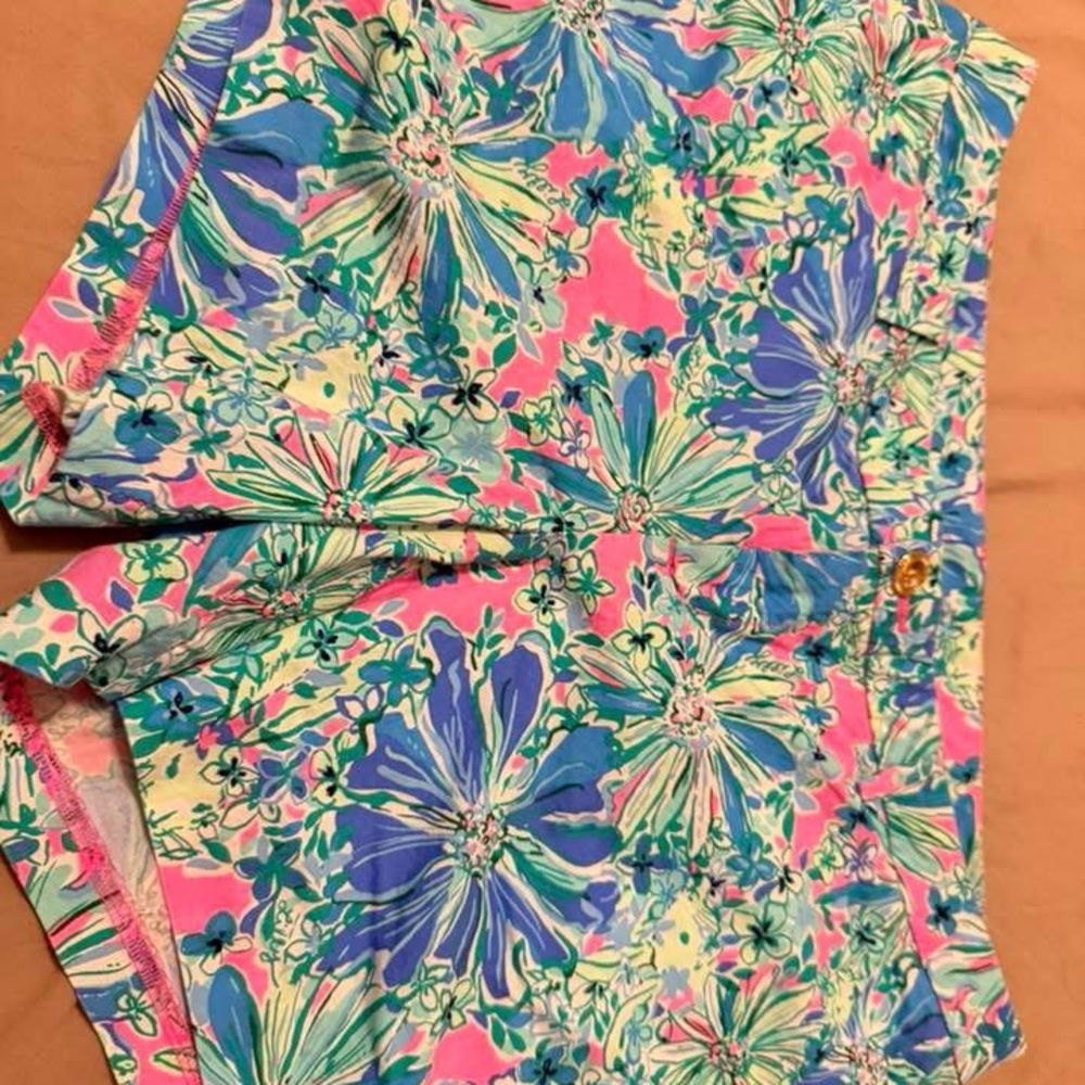 Vibrant Floral Print Shorts in Pink & Blue